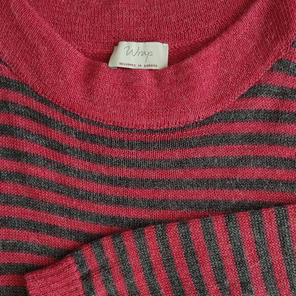 Wrap London Luxurious Soft Alpaca Sweater Striped Neck Zip Relaxed Fit Large - Picture 6 of 10
